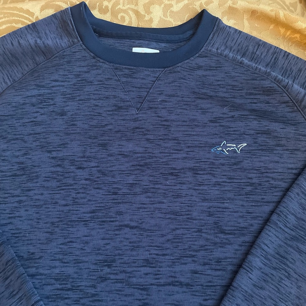 Greg Norman Collection Dark Blue Crewneck with Shark Emblem